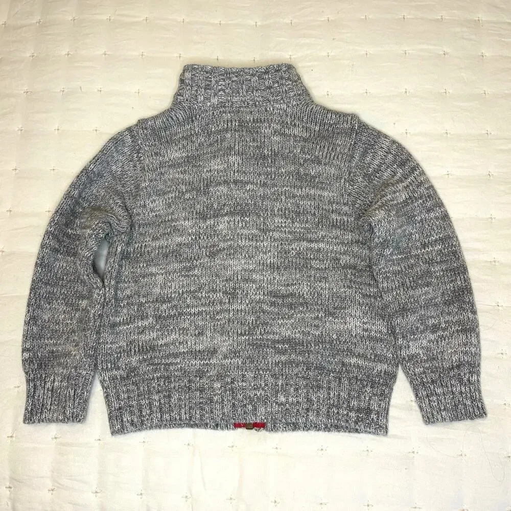 Carter's Zip Up Cardigan Sweater Boys 4T Gray Marled Knit Reindeer Embroidery